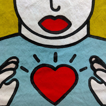 TODO, NADA #3 - Vibrant Figurative Acrylic Painting With Thread Details
