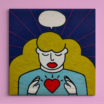 TODO, NADA #3 - Vibrant Figurative Acrylic Painting With Thread Details