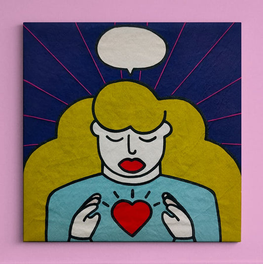 TODO, NADA #3 - Vibrant Figurative Acrylic Painting With Thread Details